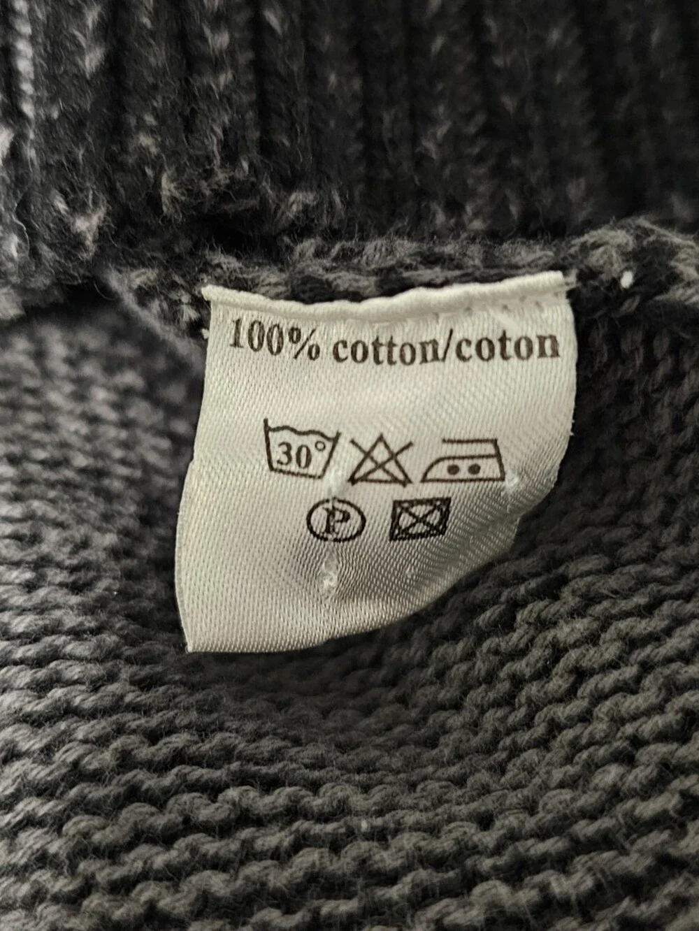 Report Collection Chunky Knit 100% Cotton  Heathered Full Zip Sweater Size L